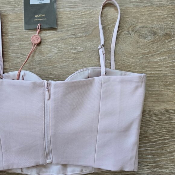 NWT HOUSE OF CB Pabla Plunge Neck Crop Top Small Ballet Slipper New With Tags - Picture 10 of 16